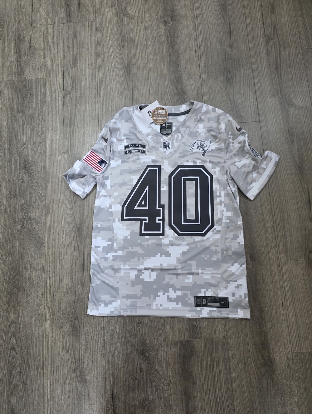 Nike Tampa Bay Buccaneers Mike Alstott Camo Salute to Service Jersey MensSmall
